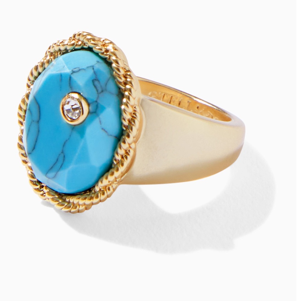 Stella & Dot Gemstone Signet Ring size 6